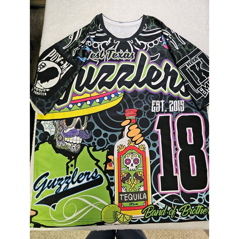 Guzzlers West Texas Team Jersey #18  Fast Pitch Team Streetwear Mens 2XL Tequila